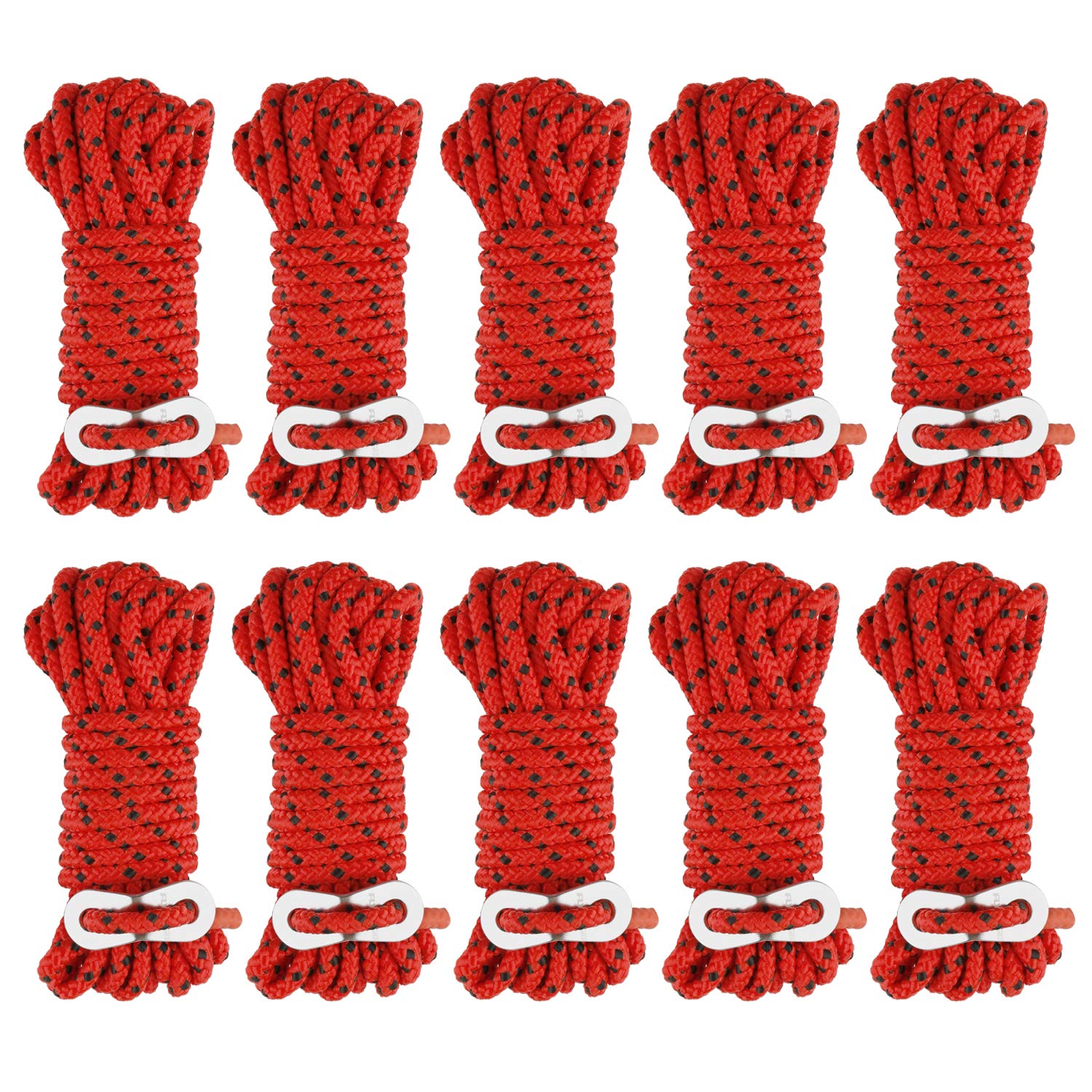 

FLYFLYGO Tent Rope Tarp Rope Guy Rope Paracord 5mm Set of Approx. 4mDiameter 6/10