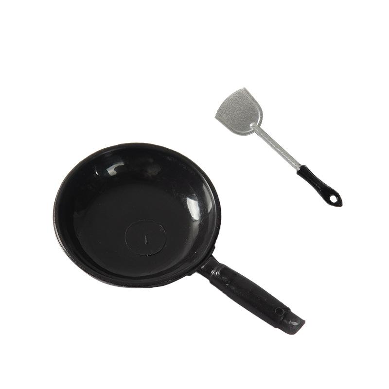 Mini Wok Frying Pan & Spoon Set for Dollhouse Kitchen Toy Accessories