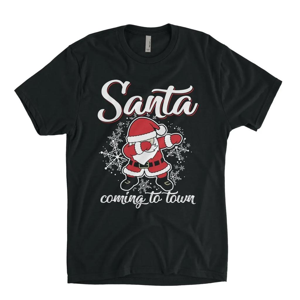 Coming to town Funny santa Claus Christmas Dabbing TShirt 100 Cotton ONeck Summer Short Sleeve Casual Unisexs Tshirt Size S3XL