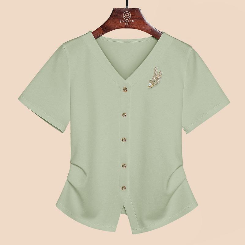 

Летняя новая футболка с V-образным вырезом, неровным подолом и разрезами, нишевая, универсальная, белая, с короткими рукавами, женская XXXL