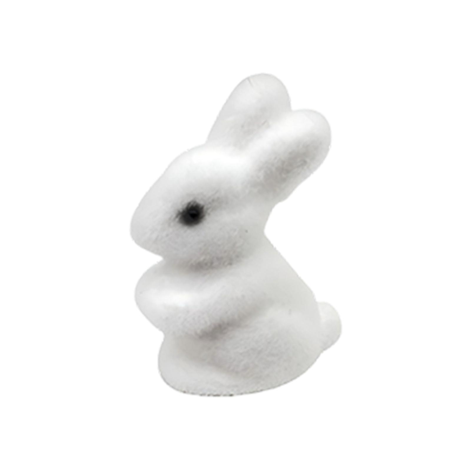 Easter Bunny Ornaments, Resin Flocked Bunny Figurines, Desktop Decorations, Home Holiday Party Decorations белый