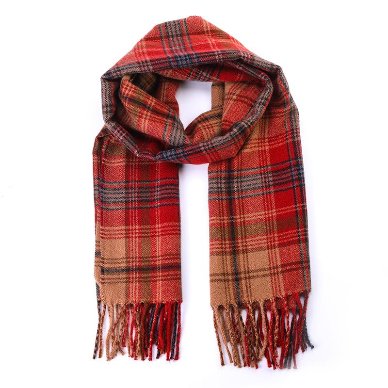 Korean Style Atmospheric Plaid Scarf for Women in Autumn and Winter Versatile and Fashionable Imitation Cashmere Warm Scarf High End Luxury Outerwear