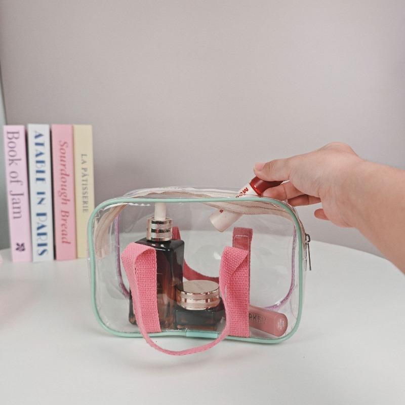Macaron Color PVC Jelly Bag - Transparent Large-capacity Waterproof Makeup Bag for Business Trips, Travel, Swimming, Beach and Bathing.