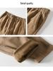 L8234 Men's Retro Loose Straight-Leg Cotton Pants - Warm Fleece-Lined, Drawstring, Long Fit