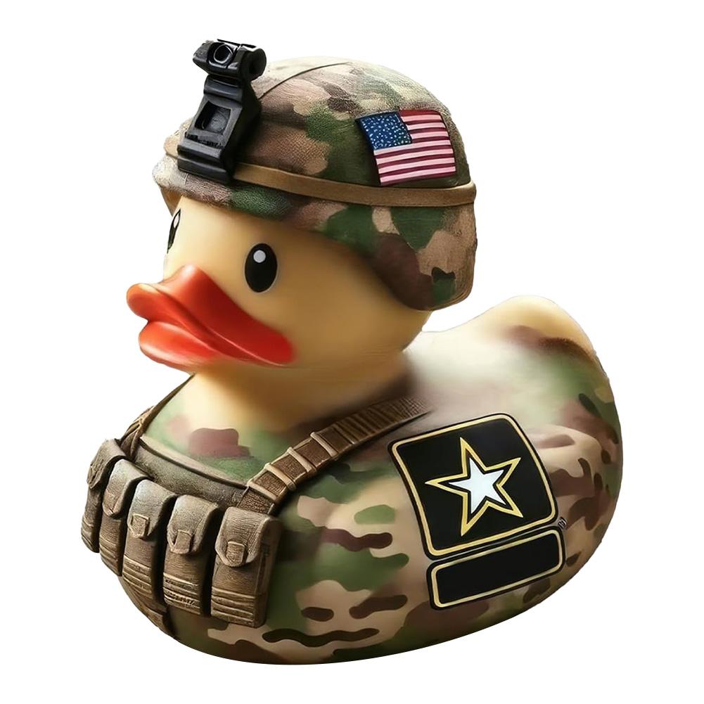 Resin Armed Duck Desktop Decor Honoring Veterans Duck for Home Office Uniform Armed Forces Ducks for Veterans Day Decor