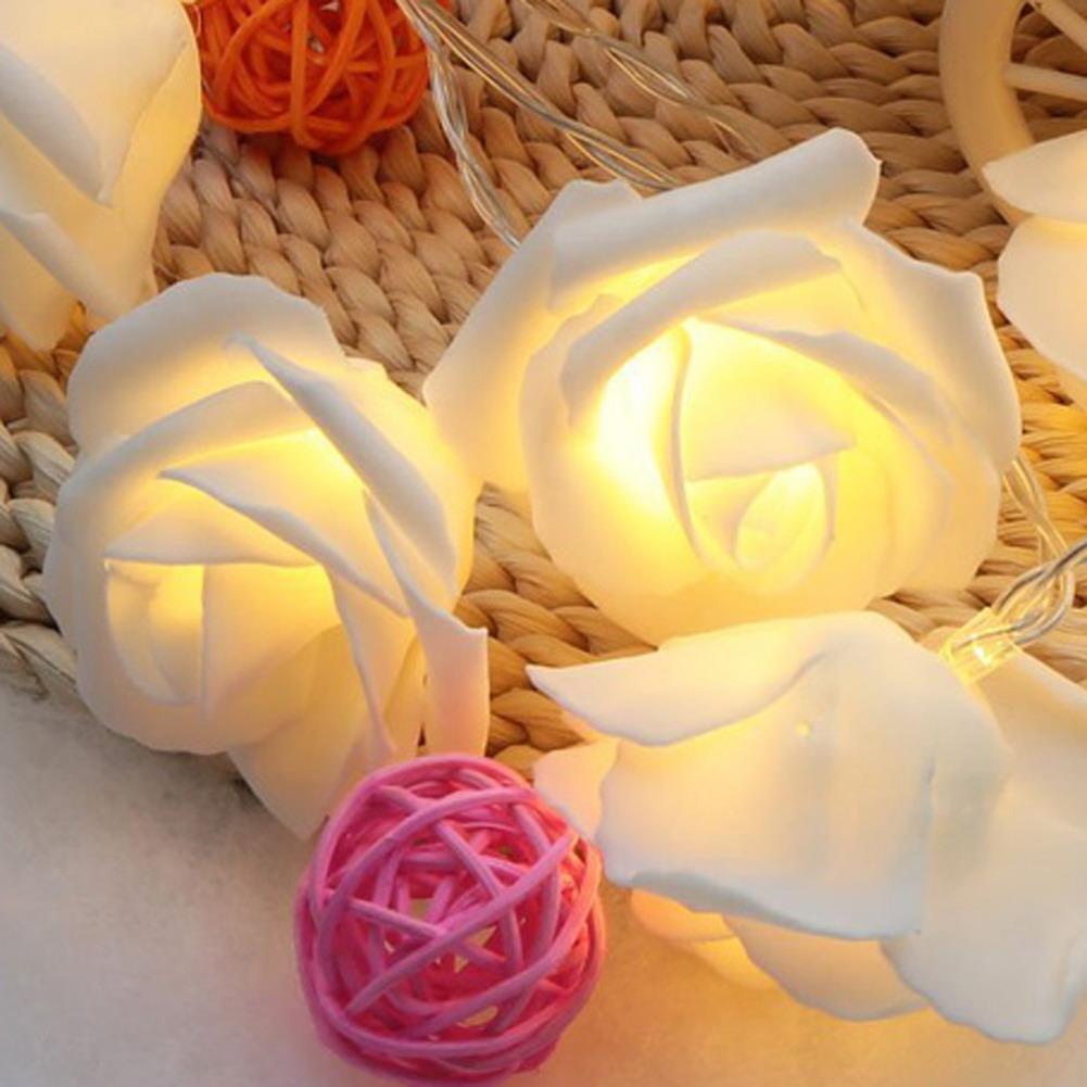 10LED Rose Flower String Lights Battery Operated For Wedding Home Party Birthday Festival Indoor Outdoor Decorations 1.2M