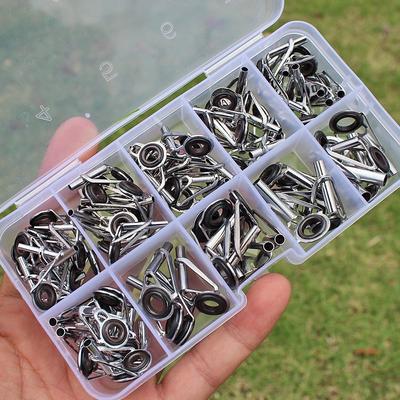 Fishing Rod Guide 80Pcs/Box Stainless Steel Guide Rod Tip Repair Kit Rod DIY Eye Rings