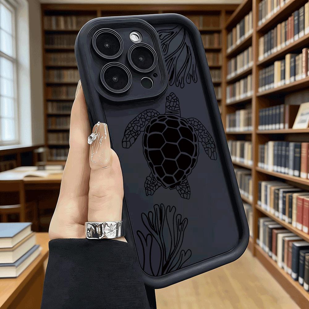 Sea Turtle Line Art with Coral Phone Case for iPhone 17 16 15 14 13 12 11 Pro Max Plus Anti Scratch, Gel Flexible Protective