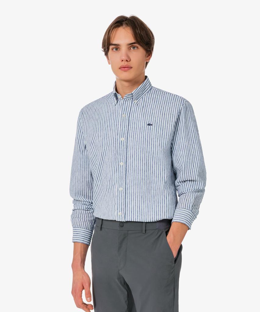 LACOSTE Men'S Linen Blend Striped Shirt Ch838E-56G 166