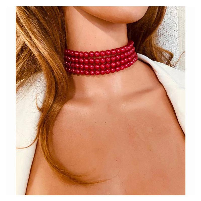 Fashion Accessories Popular Necklaces Multi-Layer Imitation Pearl Neck Chain Pearls Choker