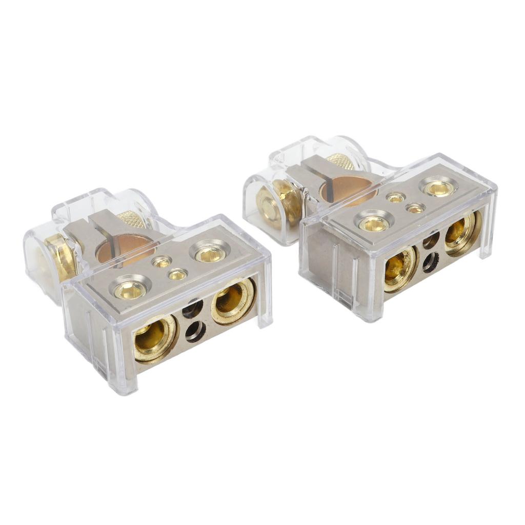2 Pcs Battery Terminal Connectors 0 2 4 6 8AWG with Shims Protector Cover for Cars Caravans RVs Trucks Pickups