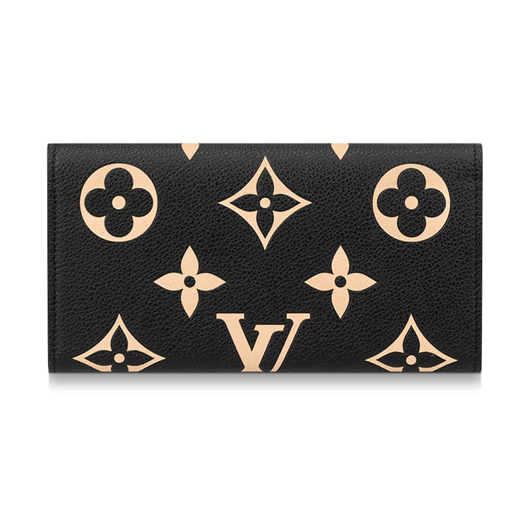 Louis Vuitton Emilie Embossed Grain Cow Leather Wallet Women's Black M82340