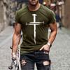 2024 Summer Retro Cross Pattern New Short Sleeved Round Neck Printed Men's T-shirt