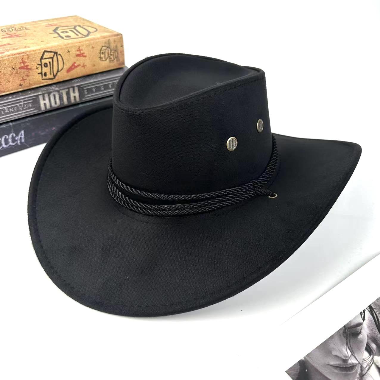 

American Retro Western Cowboy Hat Men S Top Hat British Knight Hat Sunshade Jazz Hat Women S Summer Sunscreen Eaves M（56-58cm） чорний