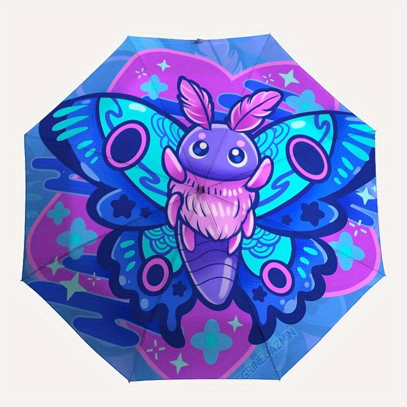 

1pc Butterfly Automatic Open/close Folding Umbrella, Compact Portable Travel Umbrella, Perfect Birthday/Christmas, Cute Umbrella, Durable Co