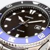 Casio Standard Analog Sports Watch 20 ATM Water Resistant Men's Black Blue Bezel Metal Band