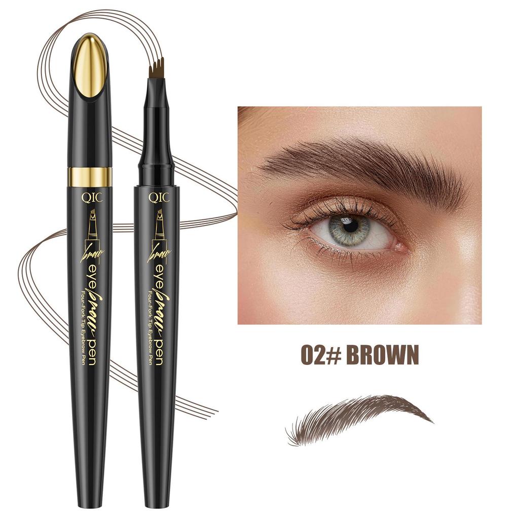 QIC Color Makeup Waterproof Liquid Eyebrow Pencil - Four-Prong Design