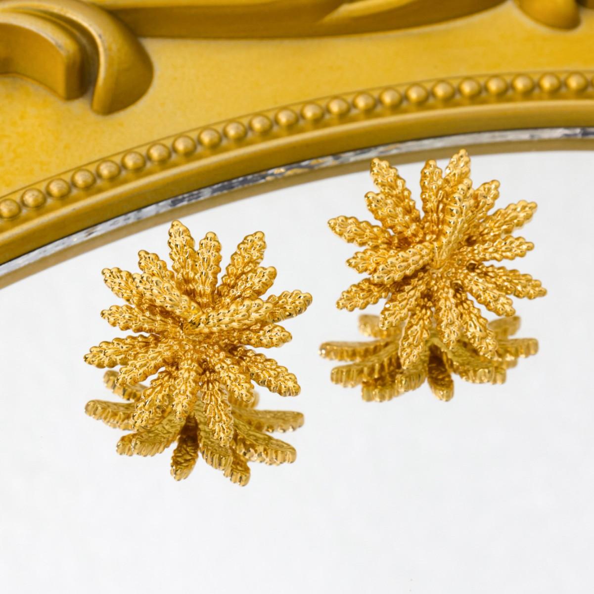 

Vintage Western Retro Wheat Ear Multi-layer Heavy Industry Brass Electroplating Genuine Gold High-quality Earrings