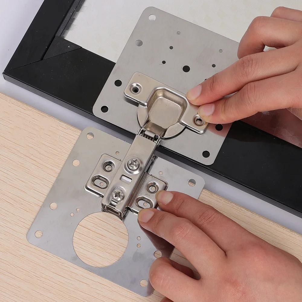 Edelstahl Scharniere Befestigungsplatten-Set Schranktürscharnier Reparatur Befestigungswinkel Platten Winkel Mit Befestigungsloch Heim-Beschläge