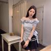 Pure Desire Ruffled Off-Shoulder Color-Block T-Shirt for Women - 2025 Summer Collection
