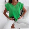 2022 Bestseller Women's Short Sleeve Ruffled Blouse with Simple Round Neck