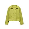 Pan Neck Chunky Knit Cardigan Traf Double Breasted Design and Long Sleeve Knitted Short Jacket for Women