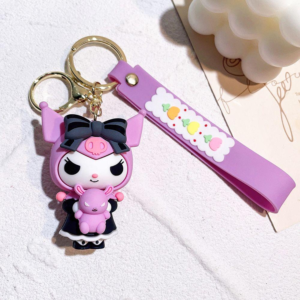Sanrio Anime Keychain Kawaii Black Beauty My Melody Keychain Kuromi Cute Cross dressing Keychain Couple Small Gift