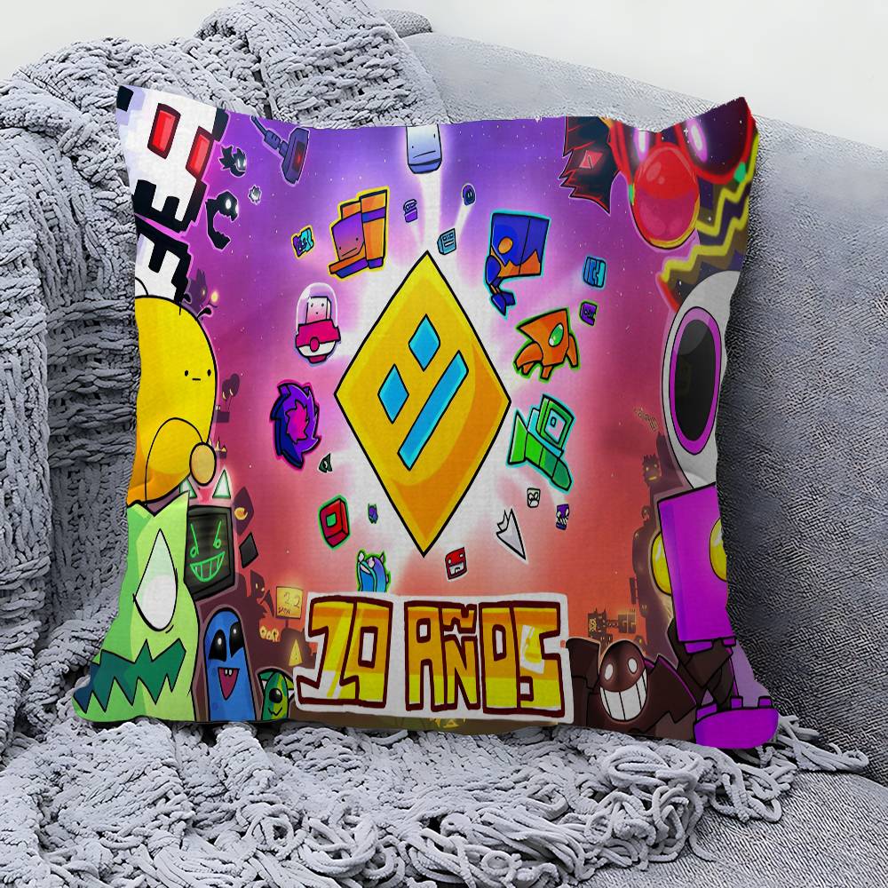 Video Game Geometry Dash Pillow Gifts Home Office Furnishings Bedroom Sofa Car Cushion Cover Case Xcm
