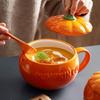 1500ml Pumpkin Shape Ceramic Mug with Lid High-capacity Heat Resistant Breakfast Coffee Milk Cup Halloween Birthday Gift