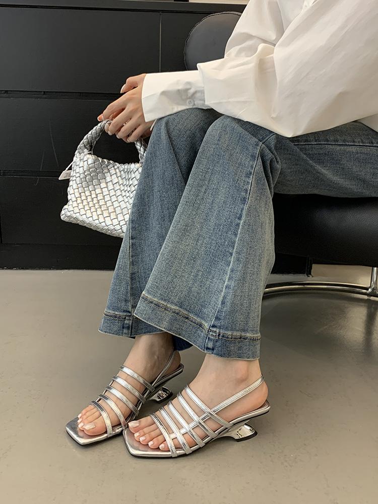 Fashion 2025 Newest Narrow Band Summer Gladiator Sandals Open-Toe Slingback Woman Sandals Mules Dance Shoes Desinger Zapatos De Mujer