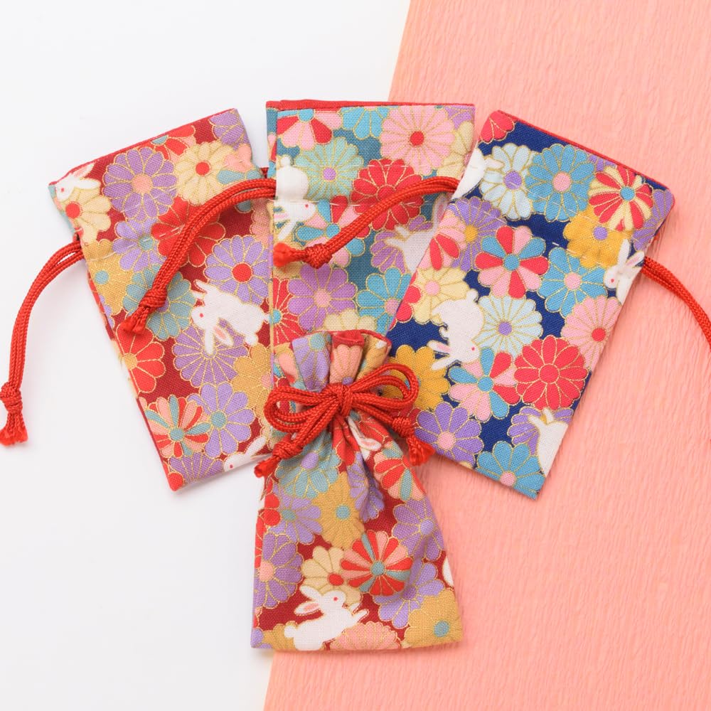 Hiranoya Amulet Bag, Drawstring, Power Stone, Salt, Mini Rabbit, Cute, Izumo [RedGreenBlue] (Green)