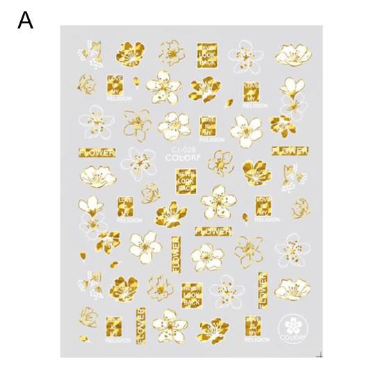 Nail Sticker Glitter 3D Effects Ultra Thin Bronzing Leaves Tree Nail Iridescent Sticker