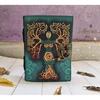 Oferta łączona Vintage Carving Feather Pen / skórzany grimoire mother of earth Vintage paper writing notebook, book of shadows