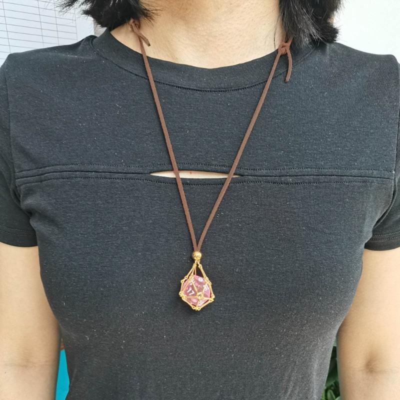 Trendy Cage Holder Necklace with Interchangeable Crystal Rope Pendant Fashionable Crystal Stone Accessory for Women