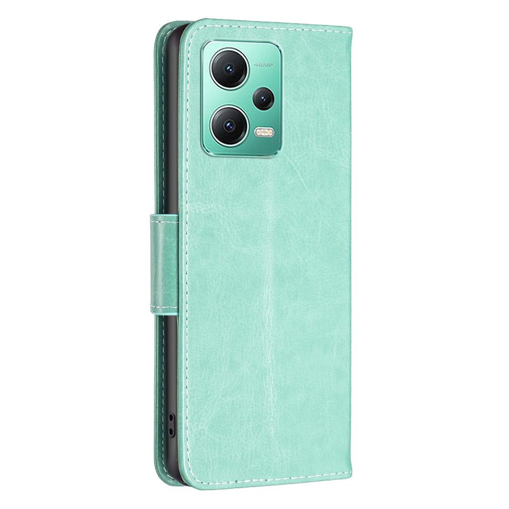 PU Leather Case for Xiaomi Redmi Note 12 5G (Global)/(India)/(China)/Poco X5 5G Wallet Phone Cover Butterfly Imprinted with Strap