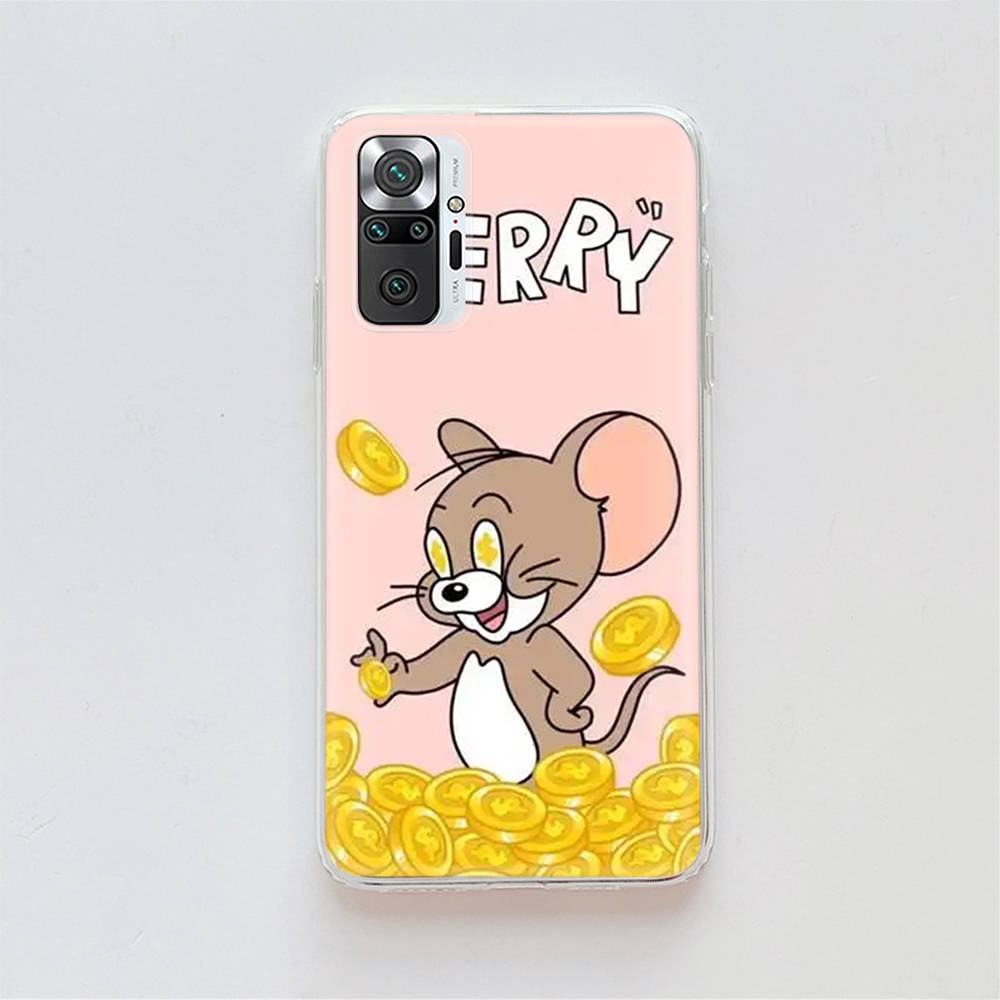 Transparente Hülle für Samsung A04 A14 A23 A34 A54 M23 M33 M52 M53 Realme Narzo 50 50I 50a Prime C35 C55 C30S 10 9 Pro T-95 Niedliche Tom Jerry Katze