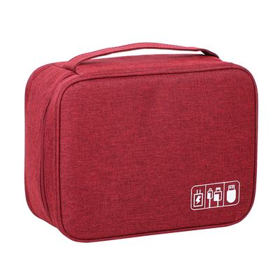 Borsa per riporre cavi dati Stoccaggio separato Tessuto Oxford Borsa da viaggio per elettronica per cavi, caricabatterie, disco rigido Rosso vino