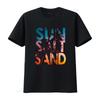 Vintage Summer Beach Sun Salt Sand Palm Tree Sunset Print Casual T Shirt Vintage Washed Soft Comfortable Breathable