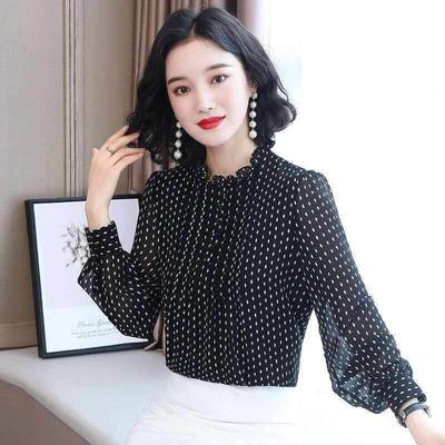 Women's Office Long Sleeve Lace Dot Long Sleeve Plus Size Loose Top Large Size Mesh Long Sleeve