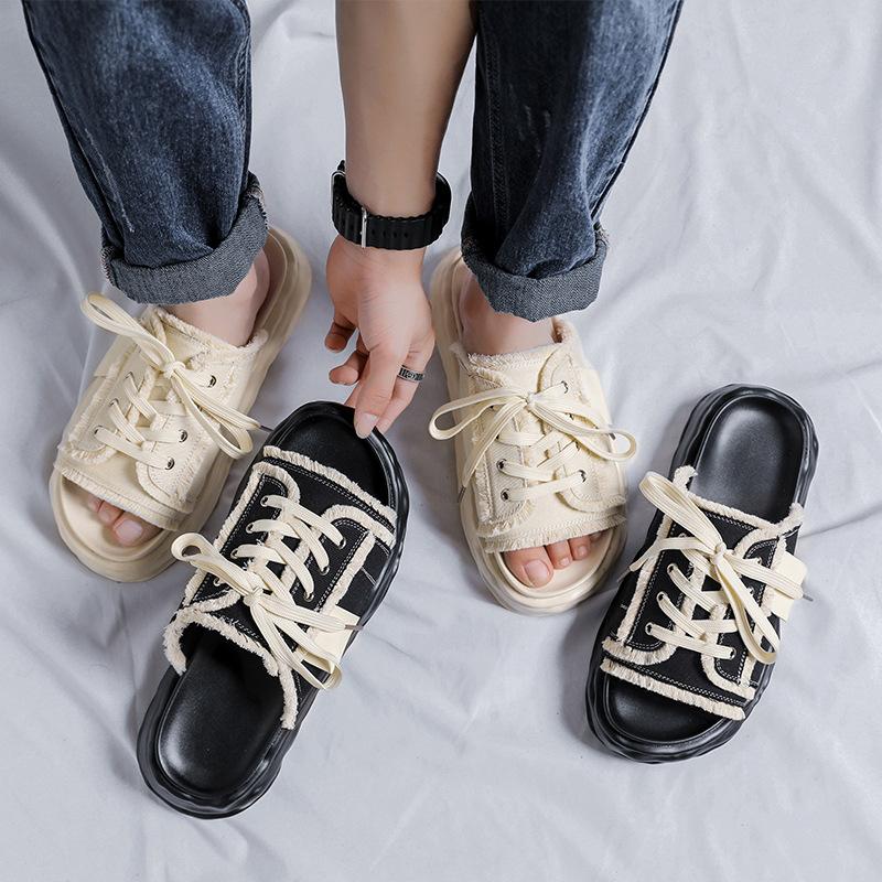 Tassel slippers men's summer wear trendy brand one-word drag versatile height increase anti-skid design sandals 4888-R