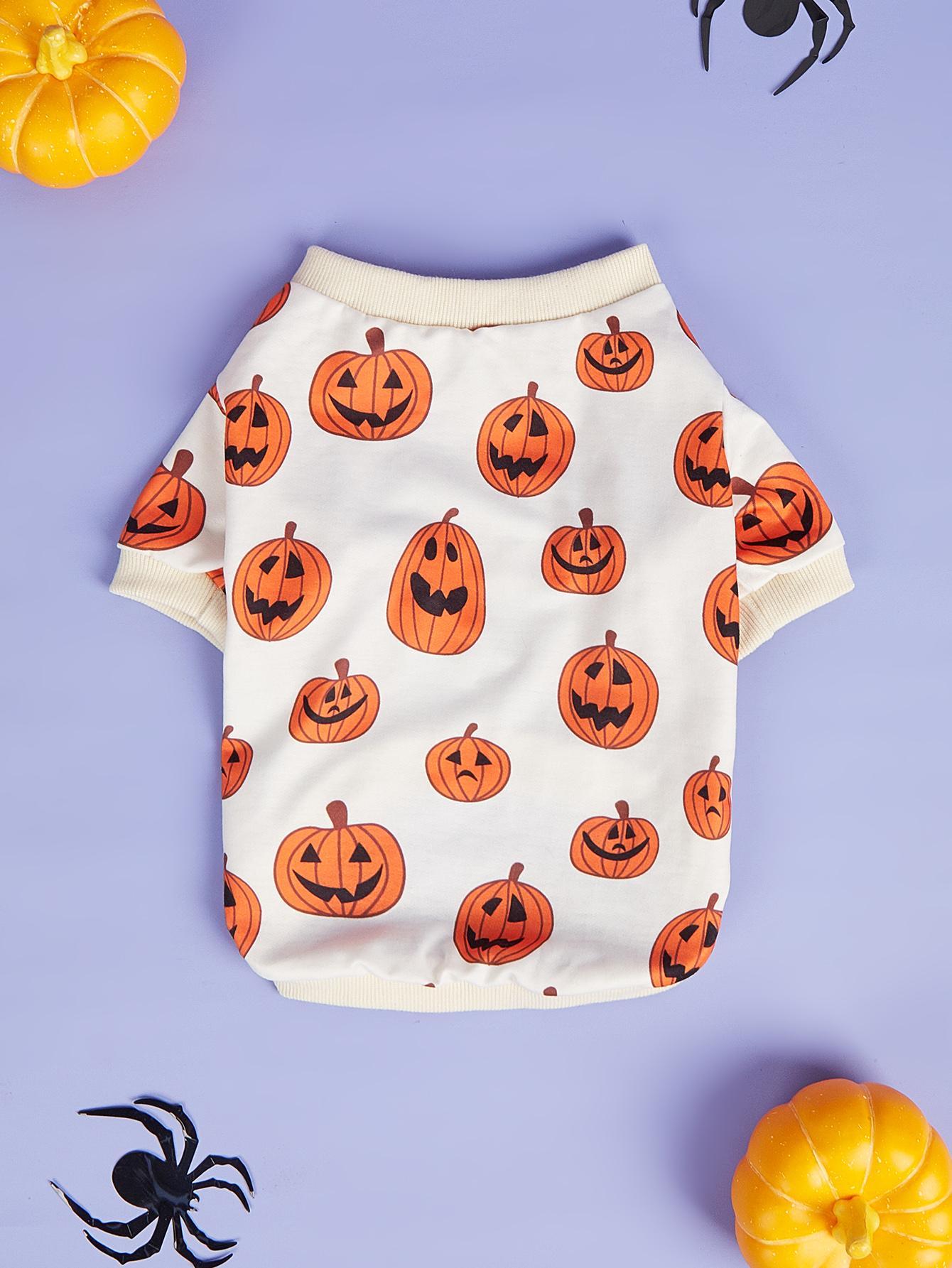 Halloween Pets Hooded Winter Warm Dog Sweatshirt Costume Pumpkin Puppy Hoodies Lightweight Doggies Clothes Apparel S белый