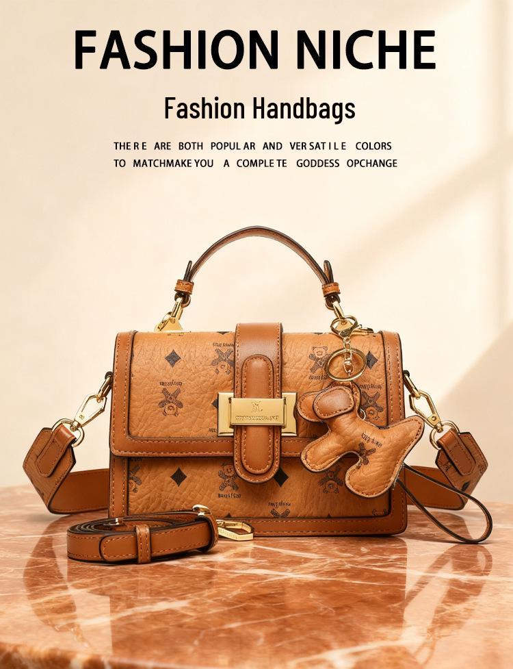 2025 Autumn/Winter Women's Retro High-End Print Crossbody Bag
