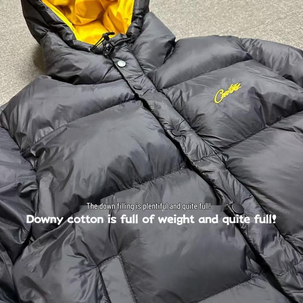 Corteiz 24ss Alcatraz Bestickte Kapuzen-Daunenjacke - Trendiger Winter-Paarstil