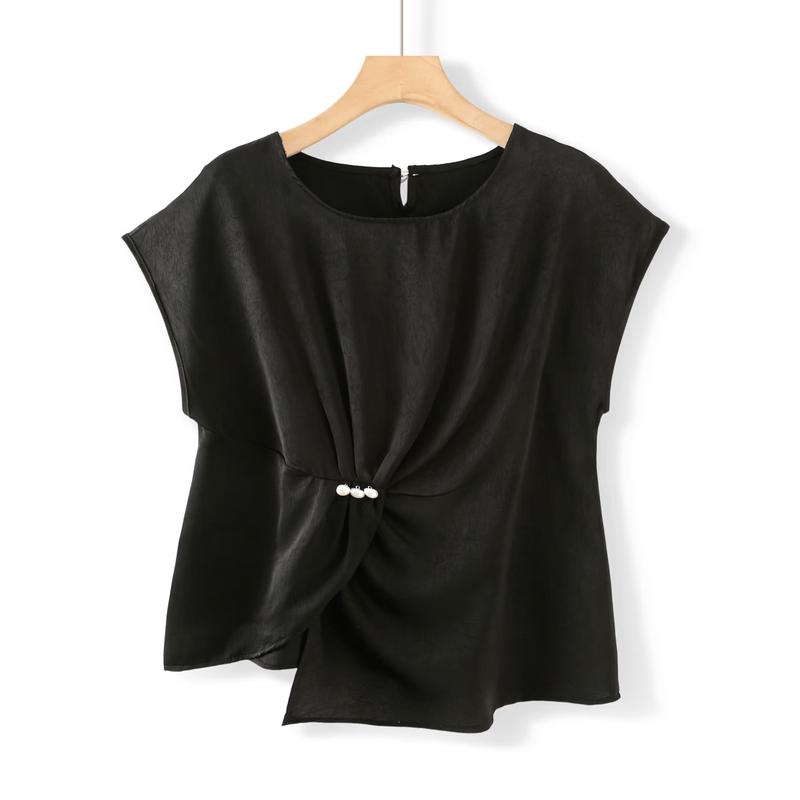 

Elegant Middle-Aged Women s Short Sleeve Top XL (90-105 lbs)
