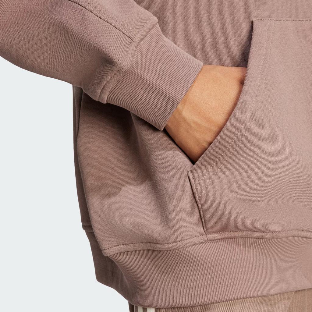 Adidas Originals Loose Fit Hooded Long Sleeve Pocket Pullover Sweatshirt Women sweatshirt Brown JC8981