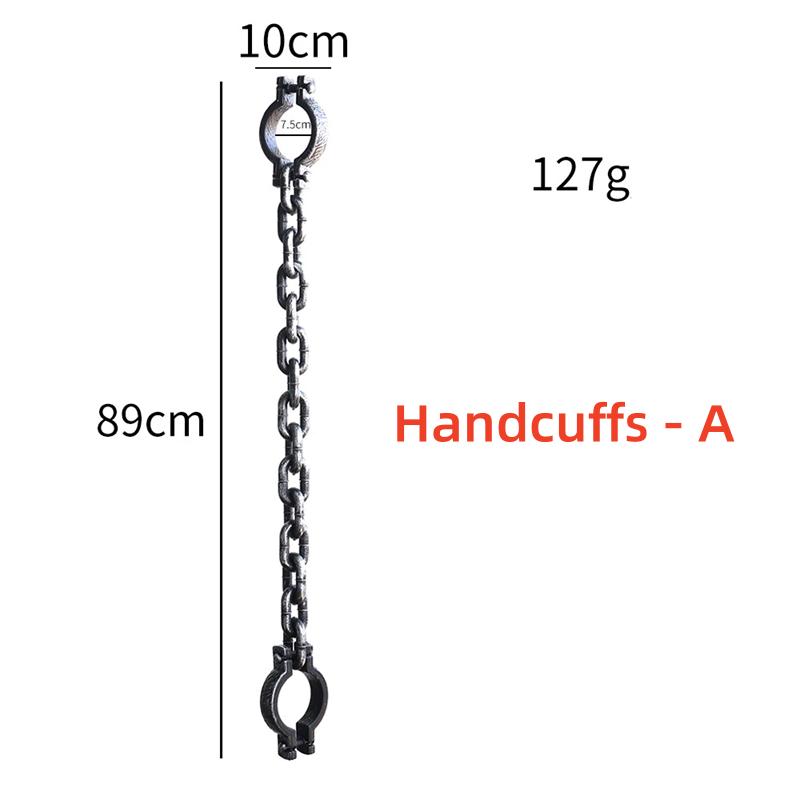 Halloween Plastic Chains Handcuffs Head Cuffed Shackles Ball Fake Chain Links Jail Costume Props Prisoner Cosplay Accessories