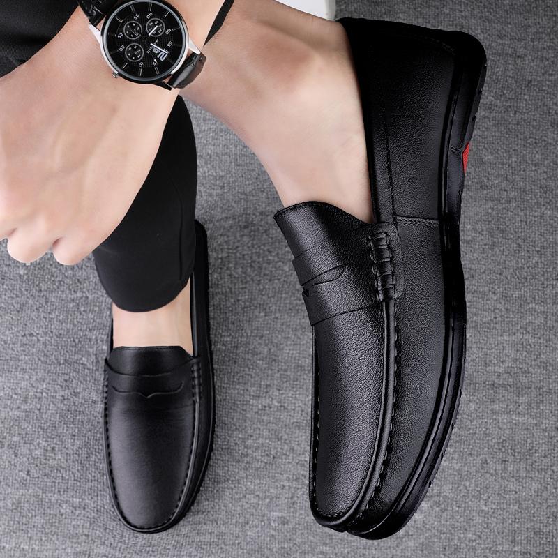 Leather Penny Loafers Men Casual Shoes Luxury Designer Dress Shoes Man Moccasins Vintage Slip On Flats Mens Driving Shoes 2025