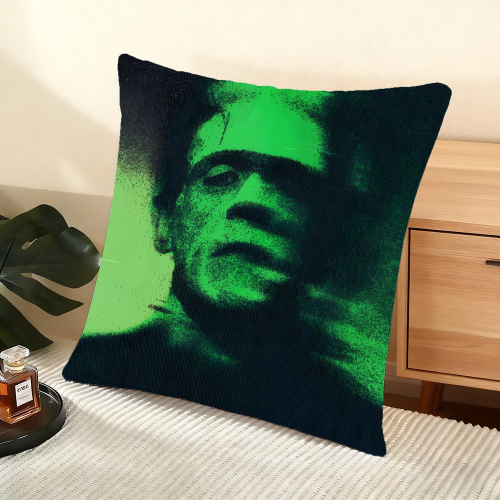 Cushion Cover Silky Short Plush Home Sofa Cushion Cover  Invisible Zipper Home Decoration Frankenstein Movie