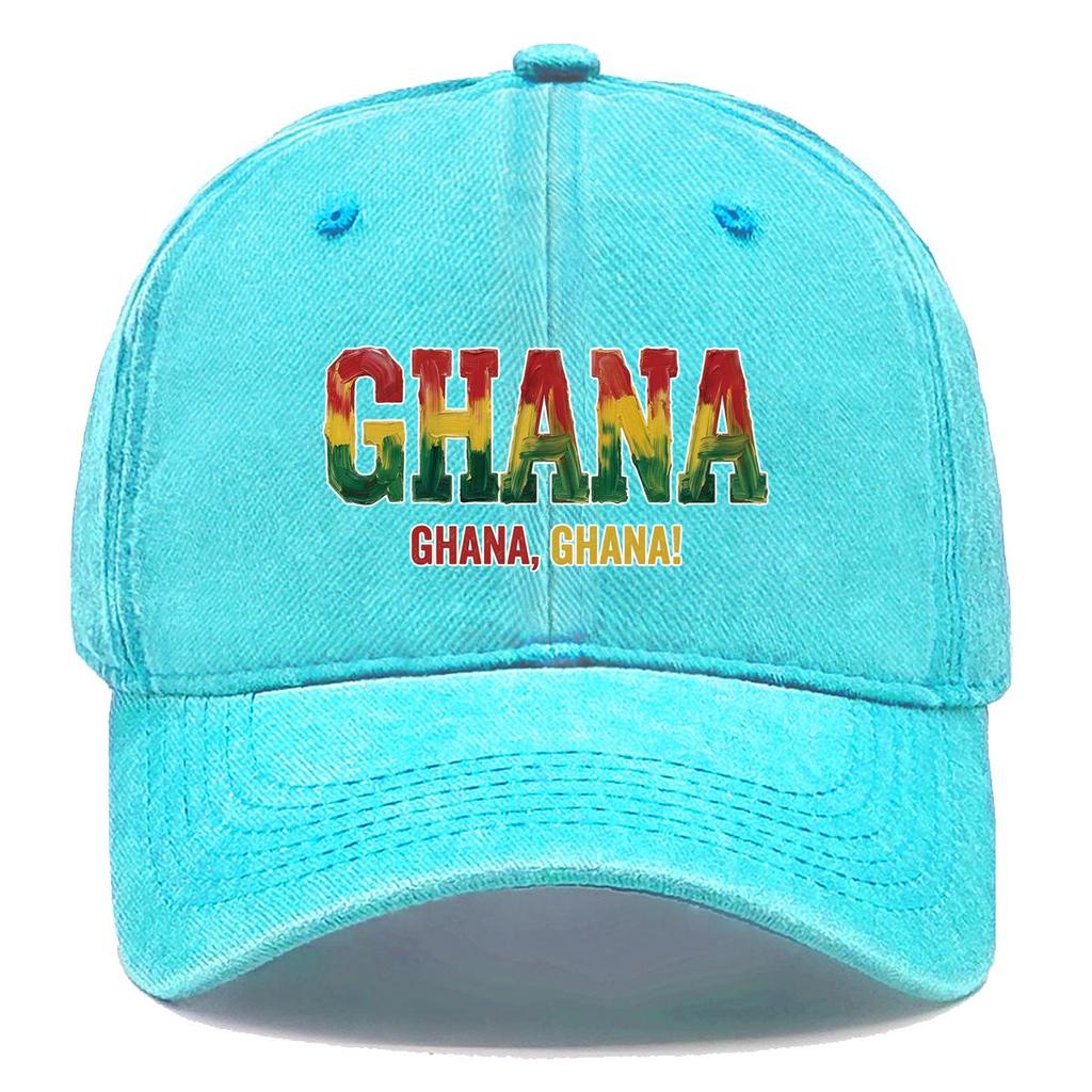 "GHANA" "GHANA, GHANA" Flag Printed Baseball Cap , Adjustable Snapback Baseball Cap Sporting Vintage All-season Leisure Flat Cap