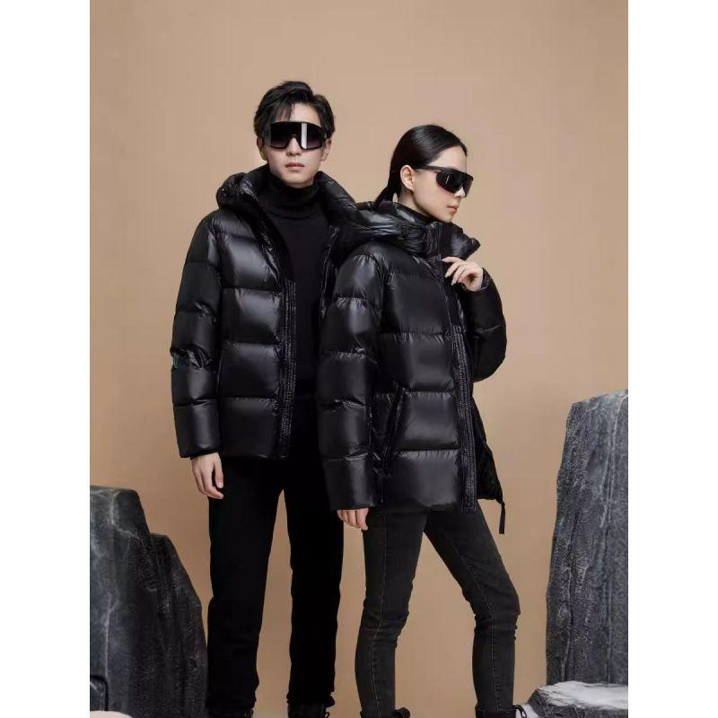 Unisex Black Gold Short Down Winter Jacket - Thickened Cotton-Padded Outerwear Trend